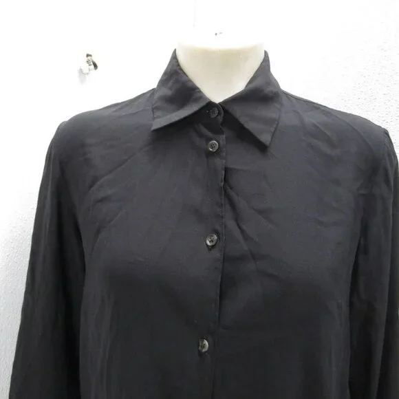 NEW THE ROW Women's Elia Silk Button-Down Blouse Black Size 8 – Preowned Luxury